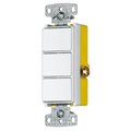 Hubbell Wiring Device-Kellems Switches and Lighting Controls, Combination Devices, Residential Grade, Decorator Series, 3) Three Way Rockers, 15A 120V AC, Side Wired, White RCD111W